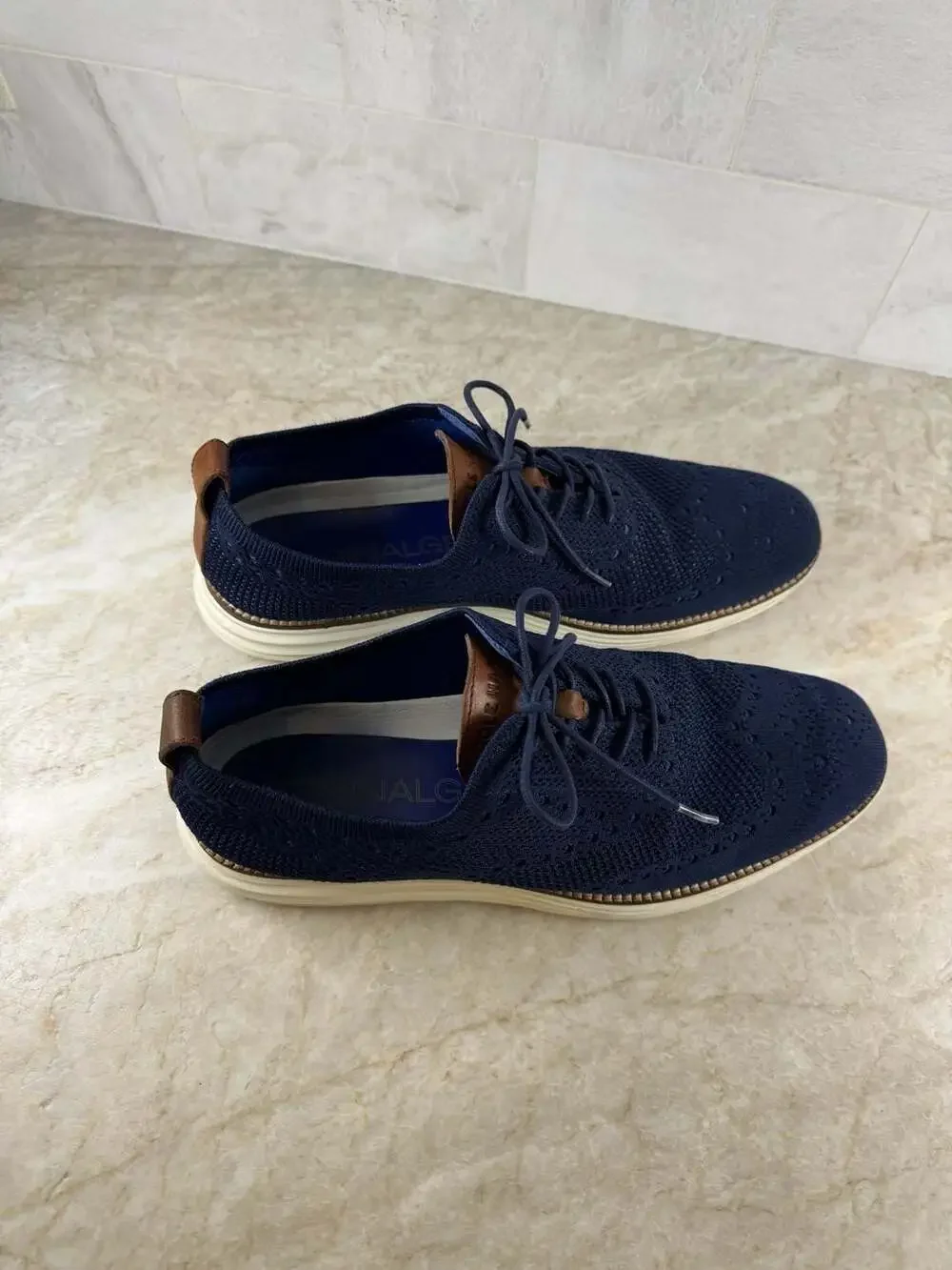 Cole Haan OriginalGrand Stitchlite Wingtip Oxford Navy Knit Shoes Men’s 10M
